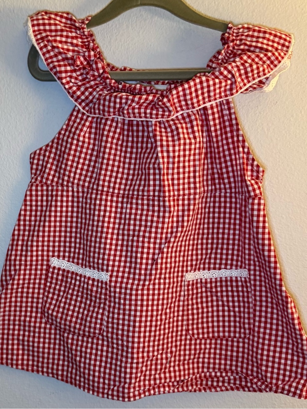 Gymboree Red and White Gingham Dress with Ruffle Neck